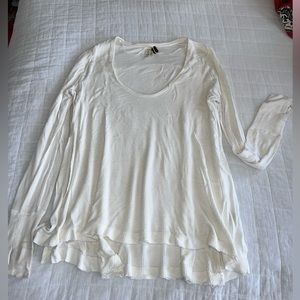 Free People ivory waffle knit long sleeve size XS